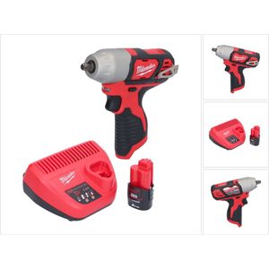 Milwaukee M12 BIW38-201 accu slagmoersleutel 12 V 135 Nm 3/8˝ + 1x oplaadbare batterij 2.0 Ah + lader
