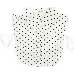 Lajetti - Los Kraagje Wit met Zwarte Stippen - Grote Puntkraag Blouse Kraagje voor Dames