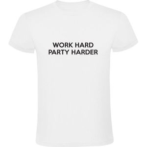 Work Hard Party Harder | Heren T-shirt | Wit | Werk Hard Feest Harder | Vakantie | Borrel | Kroeg | Bar | Festival
