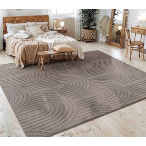 Flycarpets - Lely Japandi - Vloerkleed - Grijs - 80x150 cm - Laagpolig Tapijt
