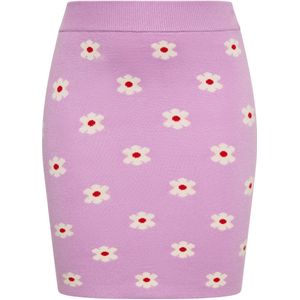 MYMO - Kokerrok - Beige - Bloemenprint - Slanke Pasvorm - Kort/Mini