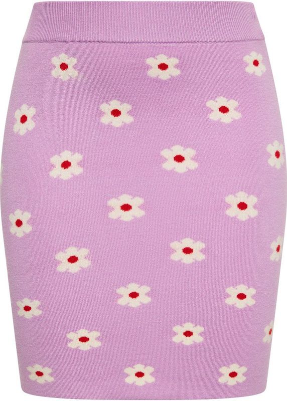 MYMO - Kokerrok - Beige - Bloemenprint - Slanke Pasvorm - Kort/Mini