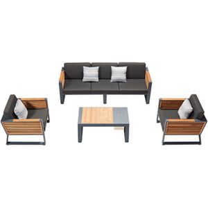 Higold New York Three-seater sofa set 4dlg zwart/teak