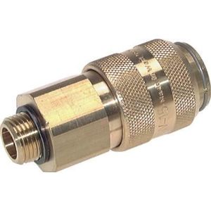 Vernikkeld Messing DN 15 Luchtkoppeling Snelkoppeling G 1/2 inch Buitendraad Double Shut-Off - CLS15-M-BN-SV-P-012