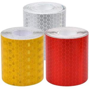 Reflecterende band zelfklevend waterdicht voor buiten rood geel wit voor voertuigen helmen kleding 5 cm x 3 m - 3 rollen