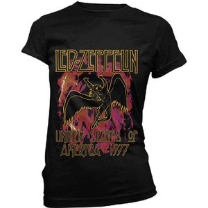 Led Zeppelin - Black Flames Dames T-shirt - S - Zwart