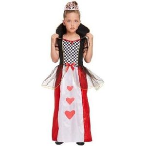 Alice in Wonderland - Queen of Hearts Kostuum - Meisjes - Koningin Harten Jurk - Carnavalskleding - Verkleedkleding - 10-12 Jaar