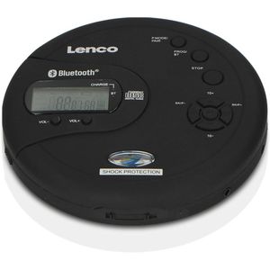 Draagbare CD-speler met Bluetooth en MP3-functie - Antischok, Oplaadbare Batterij, Hoofdtelefoon en USB-oplaadkabel - Zwart