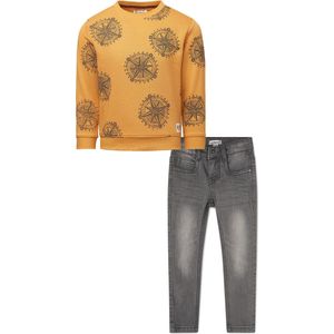 Noppies - Koko Noko - Kledingset - Grey Jeans - Sweater Gaya Amber Gold - Maat 110