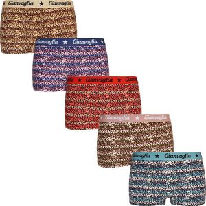 Dames Onderbroek Katoen - Boxershort 5-pack - Korte Pijp - Maat L - Luipaard print