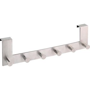 Axentia - Deurgarderobe - Roestvrij Staal - 6 Haken - Voor Keuken Badkamer Woonkamer Hal