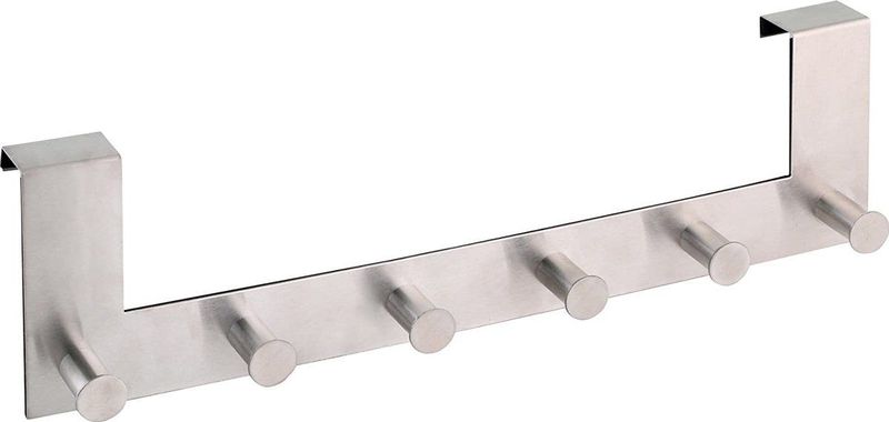 Axentia - Deurgarderobe - Roestvrij Staal - 6 Haken - Voor Keuken Badkamer Woonkamer Hal