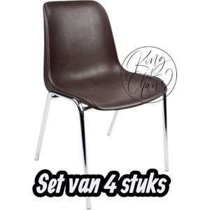 Kantinestoel Helene Bruin -set van 4- verchroomd onderstel kantinestoel stapelstoel kuipstoel vergaderstoel tuinstoel kantine stoel stapel stoel tuin stoel kantinestoelen stapelstoelen kuipstoelen arenastoel schoolstoel bezoekersstoel Everardo