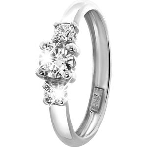 Lucardi - Ronde Ring - Goud - Transparante Steen