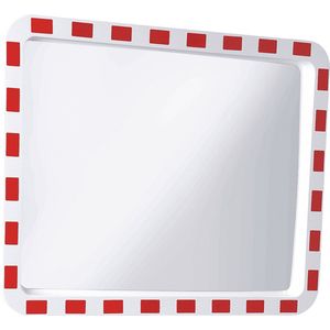 Verkeersspiegel rechthoekig - rood wit - reflecterend 600 x 400 mm