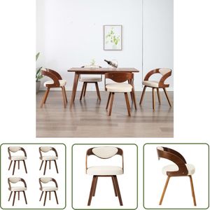 The Living Store Eetkamerstoelen 4 st gebogen hout en kunstleer crèmekleurig - Eetkamerstoelen - Kunstleder - Vintage Meubels - Salontafel - Dining Chairs