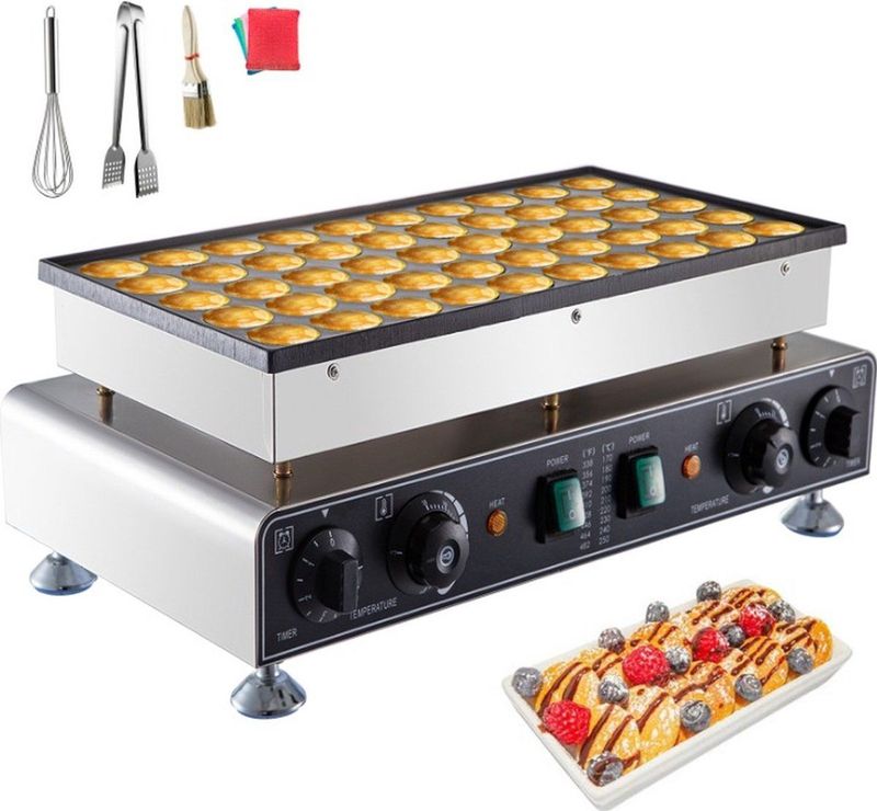 Poffertjespan inductie - Electrisch - 50 Stuks - Poffertjes machine - Pancake maker - Waferijzer - Wafermaker - Tijd en tempratuur instelbaar - 1700W