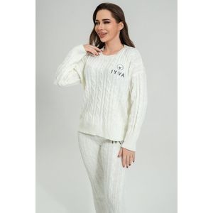 IYVA dames Huispak | Vrijetijdspak | Zwart| Pyjamaset | Loungewearset Knitted Dames training Set 2 delig