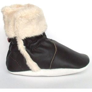 Aapie leren babyslofjes Eskimo Brown - laarsjes - bruin - gevoerd - maat XS