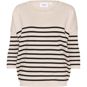 Saint Tropez - Mila - Gebreide Trui - Grijs - Ronde Hals - 3/4-Mouwen
