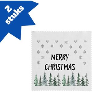 Akyol - kerst merry christmas kerstbomen brillendoekjes - Kerstmis - kerst beker - winter - kerst - christmas - kerst cadeau - 17,8 bij 17,8 cm - 2 stuks