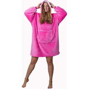 Badrock Hoodie deken - Fleece deken met mouwen en capuchon – Oversized hoodie deken met mouwen – Fleece deken – Fleece TV deken – Plaid met mouwen – Warm & zacht – hoodie blanket - Fleece poncho - Fuchsia roze
