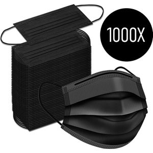Mondkapje - 1000 stuks - 3 laags - Niet medisch mondmasker - Zwart - Mondkapjes - Grootverpakking - Voor bedrijven