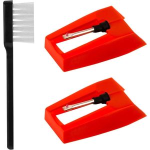 Allecto Plus - Platenspelernaalden Set met Reinigingsborstel voor LP Vinylplatenspelers - Diamantnaaldstylus voor Draaitafel - Geschikt voor Victrola, ION, Crosley - 2 Stuks