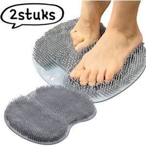 Voetmassagemat - Grijs - 2-delige Voetscrubmat - Antislip met Zuignap