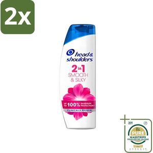 Head & Shoulders - Shampoo - Smooth & Silky - 2-in-1 - Zijdezacht Haar & Verzorging - 400 ml - Voordeelverpakking - 2 stuks - Conditioner - Anti-roos