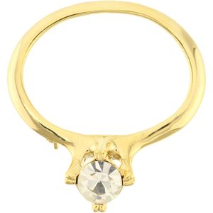 Behave® Broche goud kleur ring met steentje 5,5 cm