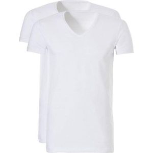 Ten Cate - Heren 2-Pack V-Hals Long T-Shirts Wit - XL