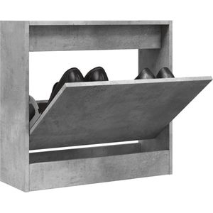 Schoenenkast 60x21x57 cm bewerkt hout betongrijs