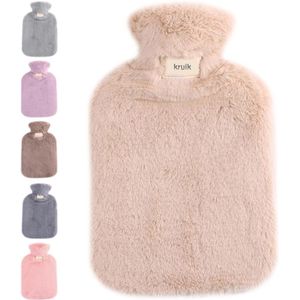 OIMG Kruik met Extra Zachte Hoes - Kruik met Hoes - 2,0L - PVC - kruik met pluche hoes - winter kruiken - Warmwaterkruik - Warmwaterzak voor nek-, hand-, voet- en schouderpijnverwarmer, menstruatiekrampen, warm en koud kompres