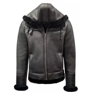 Lammy coat heren zwart echt lamsvacht Siberië - 4XL