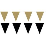Zwart/Gouden feest punt vlaggetjes pakket - 200 meter - slingers / vlaggenlijn