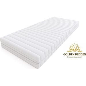 Golden Bedden - Matras 90x200 - 14cm dik - HR50 Koudschuim - Afritsbaar hoes - contour gesneden 7-zone - Gemiddeld