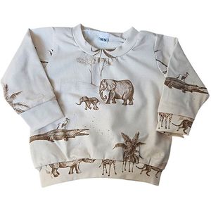 Shirt lange mouw Jungle - Crème/Bruin - Little Adventure - Maat 74/80