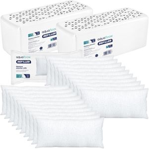 Aquafloow set 2x Luchtontvochtiger vochtstopper +20x Vochtvanger navulling 500g, granulaat, ontvochtiger vermindert muffe geuren, vocht absorber, navulbaar, voor kamer, badkamers, kelder, garage
