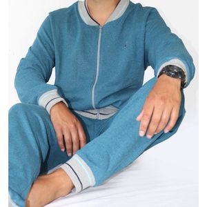 MEQ Heren Huispak - Sportief - Katoen - Blauw Melange - Maat S