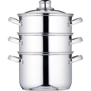 Kitchencraft Stoompan 18 Cm Rvs Zilver/glas 4-delig