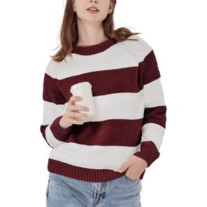 Gestreepte Chenille Jumper voor Dames - Warme Vintage Pullover met Lange Mouwen