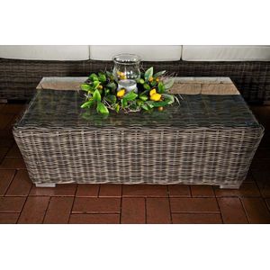 Glastafel deluxe - Tuintafel rotan wicker - Salontafel - 100cm