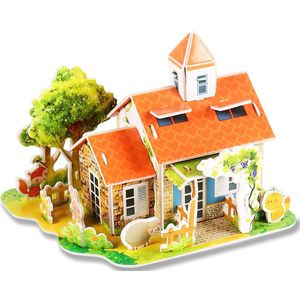 Ainy - 3D puzzel mini boerderijhuisje: Miniatuur huisjes bouwpakket / knutselpakket / knutselen meisjes - hobby puzzels en creatief modelbouw voor kinderen & volwassenen | 24 stukjes - 17x13x12cm