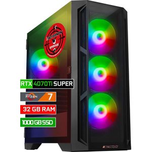 ScreenON - Game Computer / Gaming PC - Ryzen 7 - 1TB M.2 SSD - 32GB RAM - RTX 4070 Ti Super - Windows 11