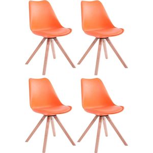 Eetkamerstoelen modern - Zithoogte 48cm - Oranje - Kuipstoel - Woonkamerstoelen - Bezoekersstoel - Keukenstoelen - Set van 4