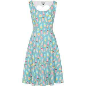 Banned - Ice Cream Heart Back Flare jurk - XL - Blauw