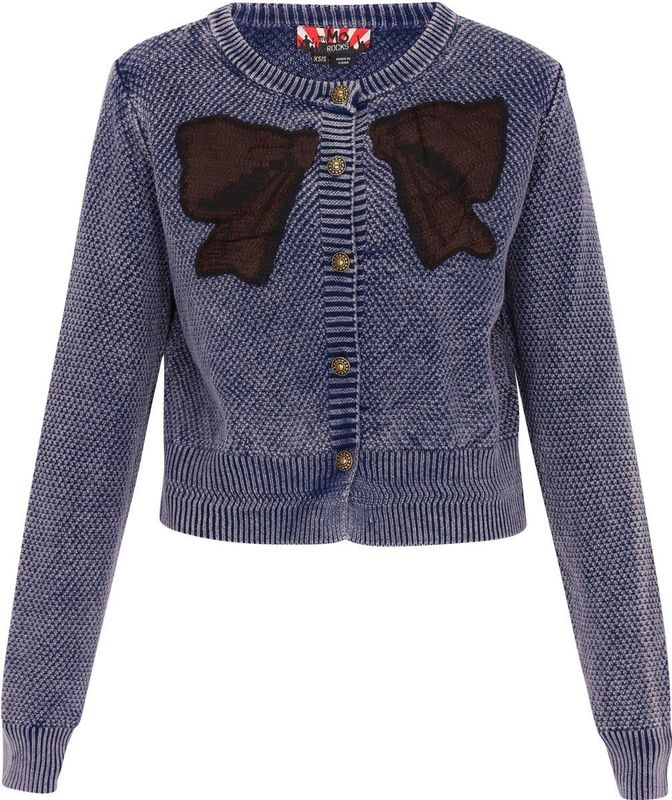 myMo - ROCKS - Gebreid Vest - Indigo / Bruin / Zwart