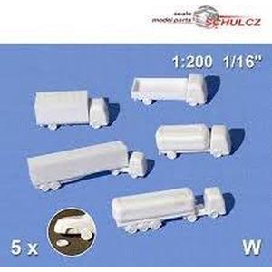 Schulcz Maquettebouw Vrachtwagens 5types 1:200 5st wit