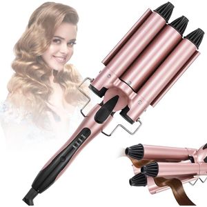 Krultang met 3 Vaten - Professionele Stylingtool voor Lang en Kort Haar - Instelbare Temperatuur en Snelle Opwarming